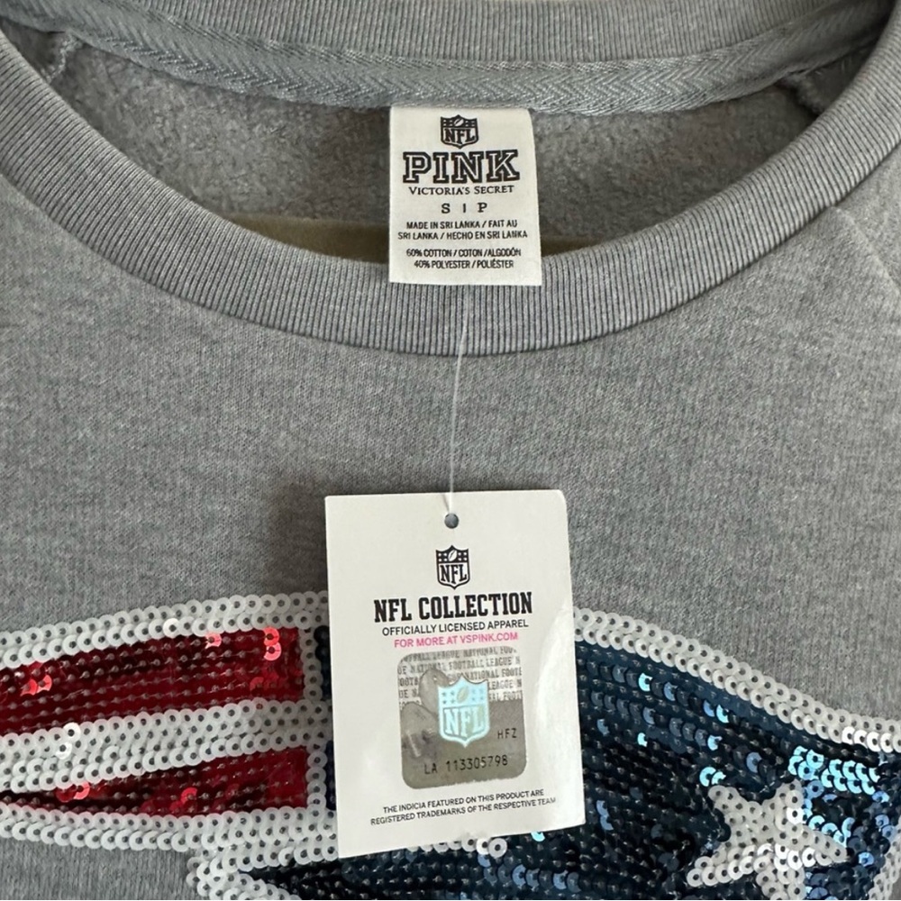 VS Pink • NWT Sequin New England Patriots Sweatshirt - Picture 4 of 5